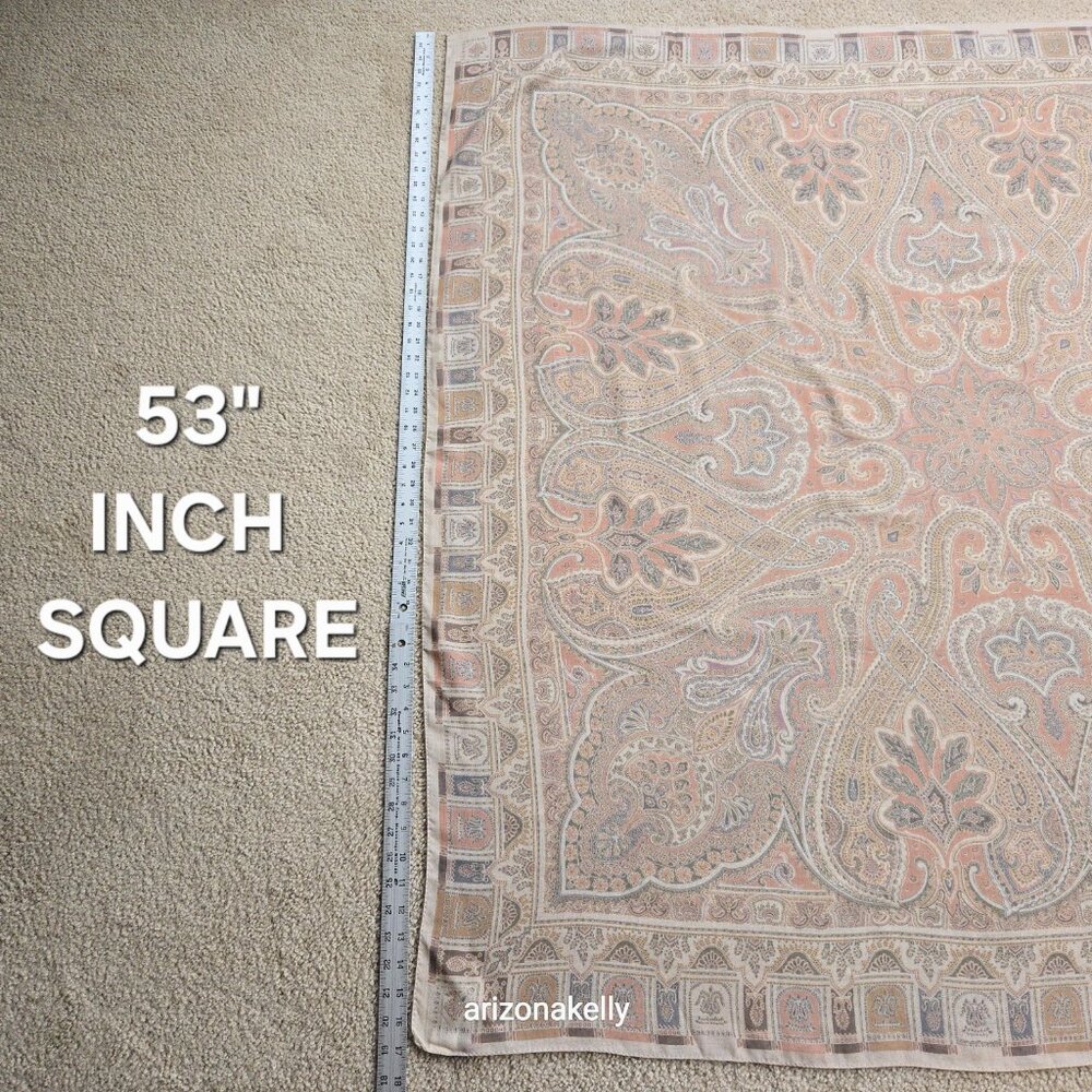 NWOT Altea Wool & Silk Large Square Scarf Muted Grey and Pink Hand-Stitched Hem - Picture 4 of 16